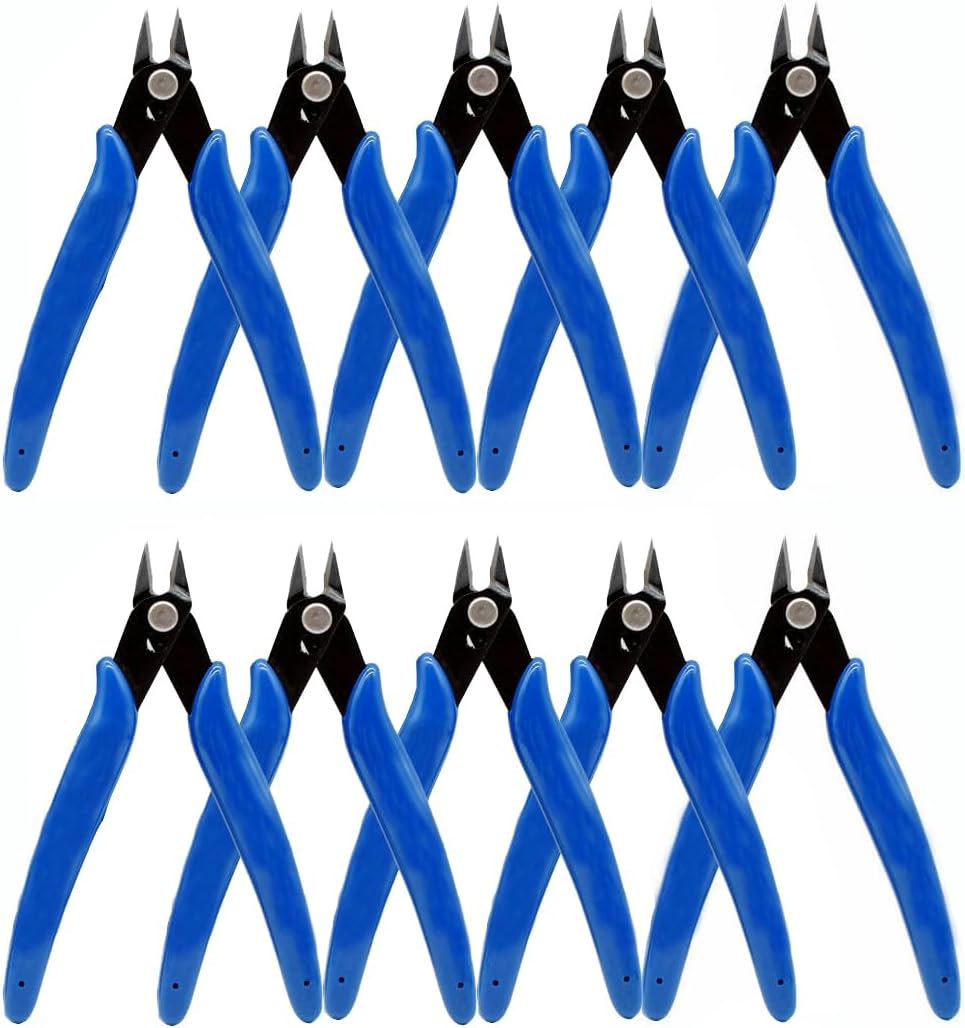 10 Pcs Electrical Wire Cable Cutter,5" Micro Cutting Plier Diagonal Side Cutter Flush Cutter for Coil DIY Jewelry Craft Model-Making Cutting Zip-Ties