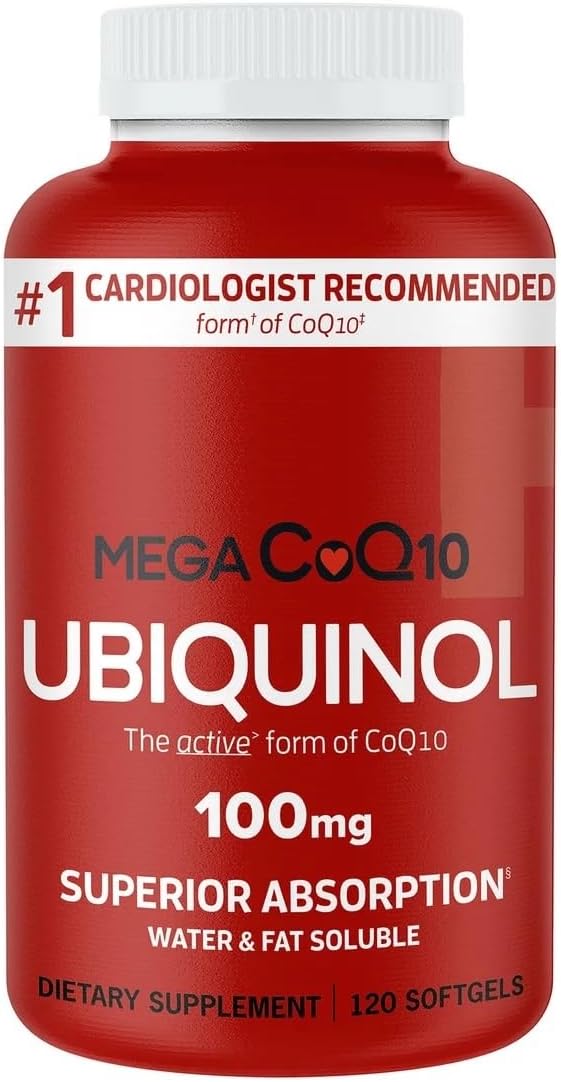 Mega CoQ10 Ubiquinol 100 mg., Gluten Free All-Natural Antioxidant - 120 Softgels
