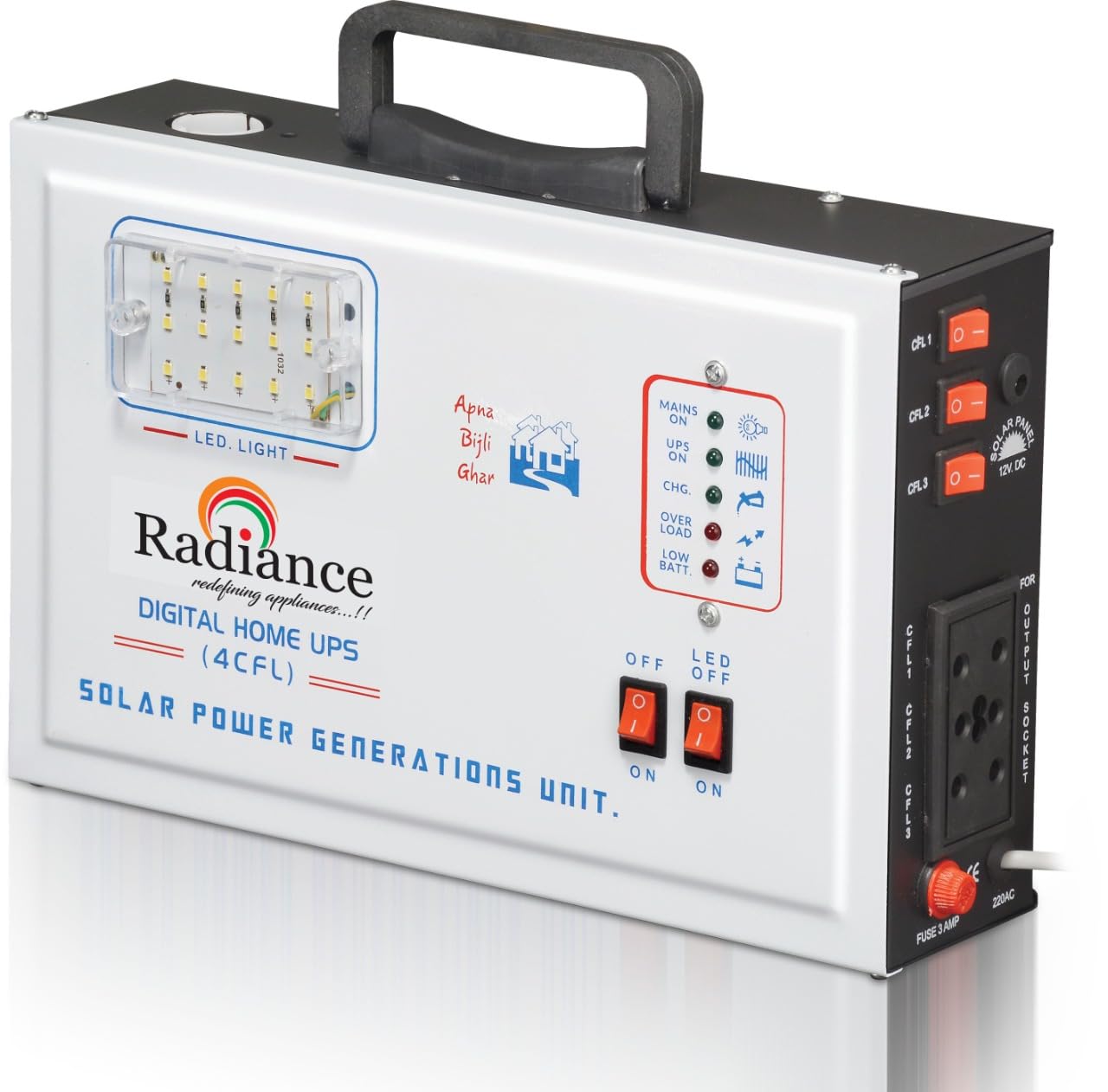 Radiance CFL UPS Mini Invertor (PT-150) with 12V 7.2 AH EXIDE Battery
