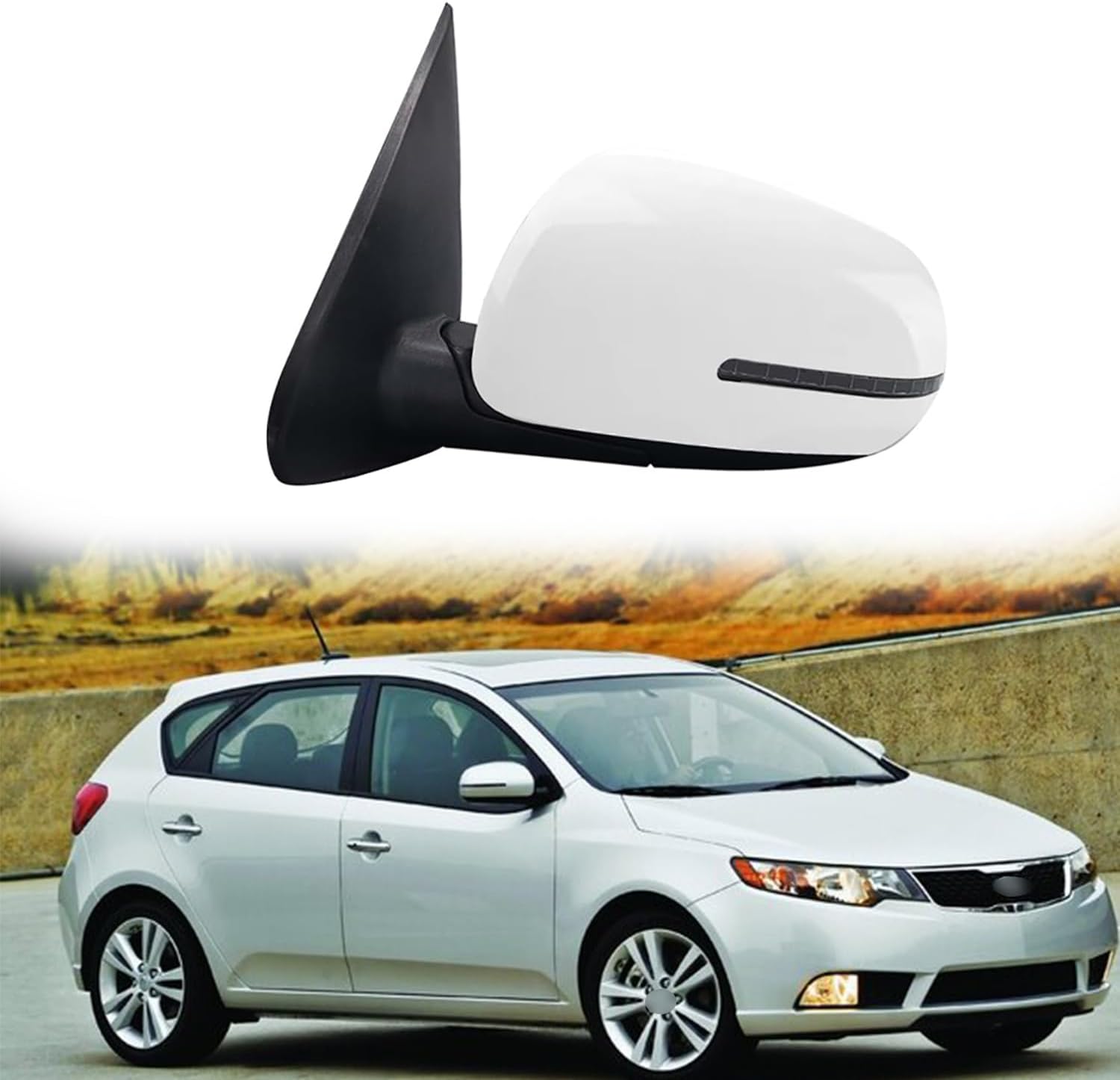 Driver Side Mirror Assembly Fit for 2011 2012 2013 2014 KIA Forte Car Accessories Side Door Mirrors Rearview Mirror Accessories Turn Light, Heating