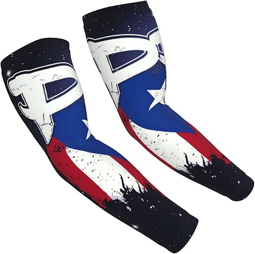 Mangas de brazo para hombres y mujeres Puerto Rico PR Flag Boricua UV Protección solar Deportes Mangas de compresión para deportes de protección al