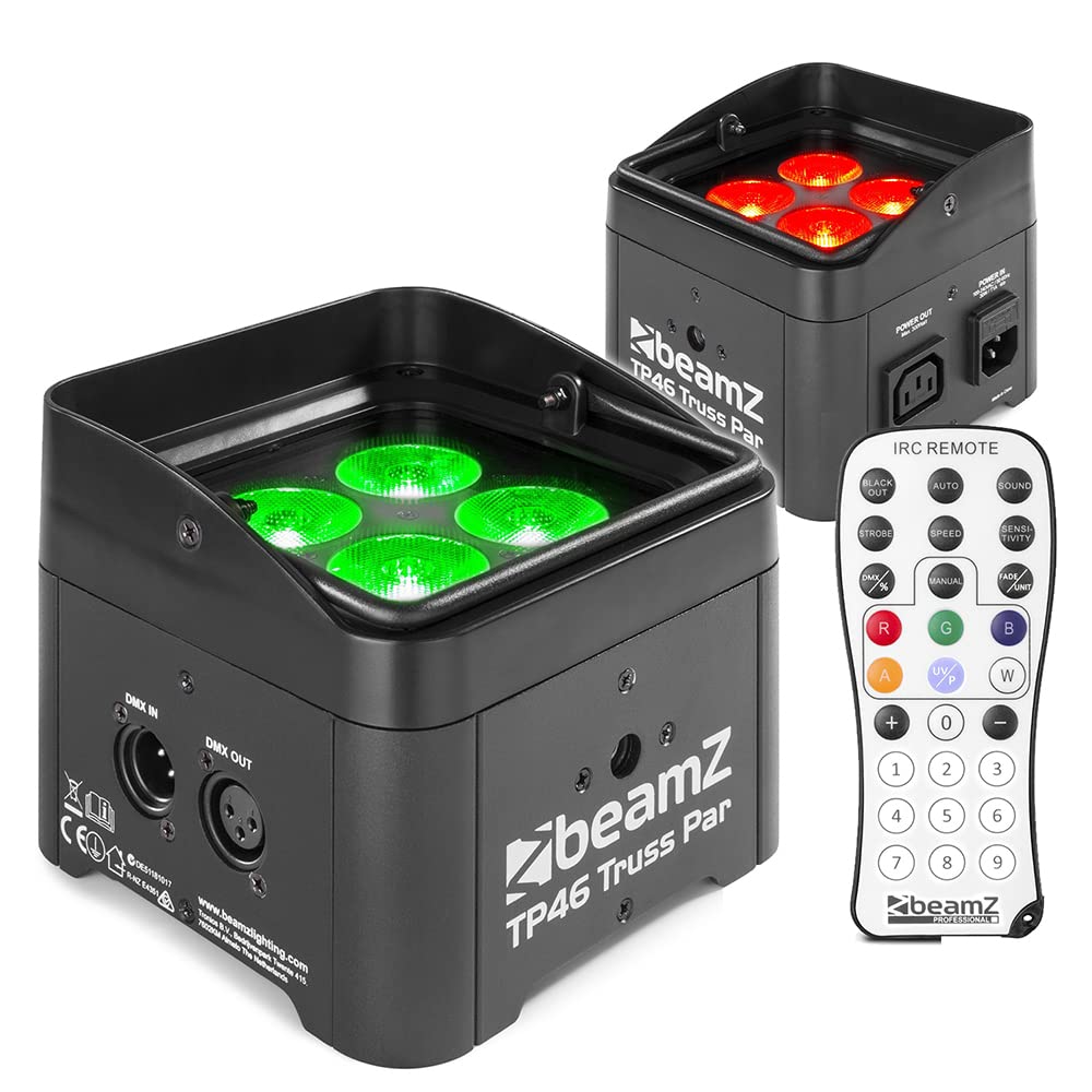 Beamz Light Tp46 Truss Par Cans Pair Led Stage Ing Set - Rgb-Uv Colour Mixing, Dmx Control, Uplighting Fixtures For Djs, Bands, Events & Productions