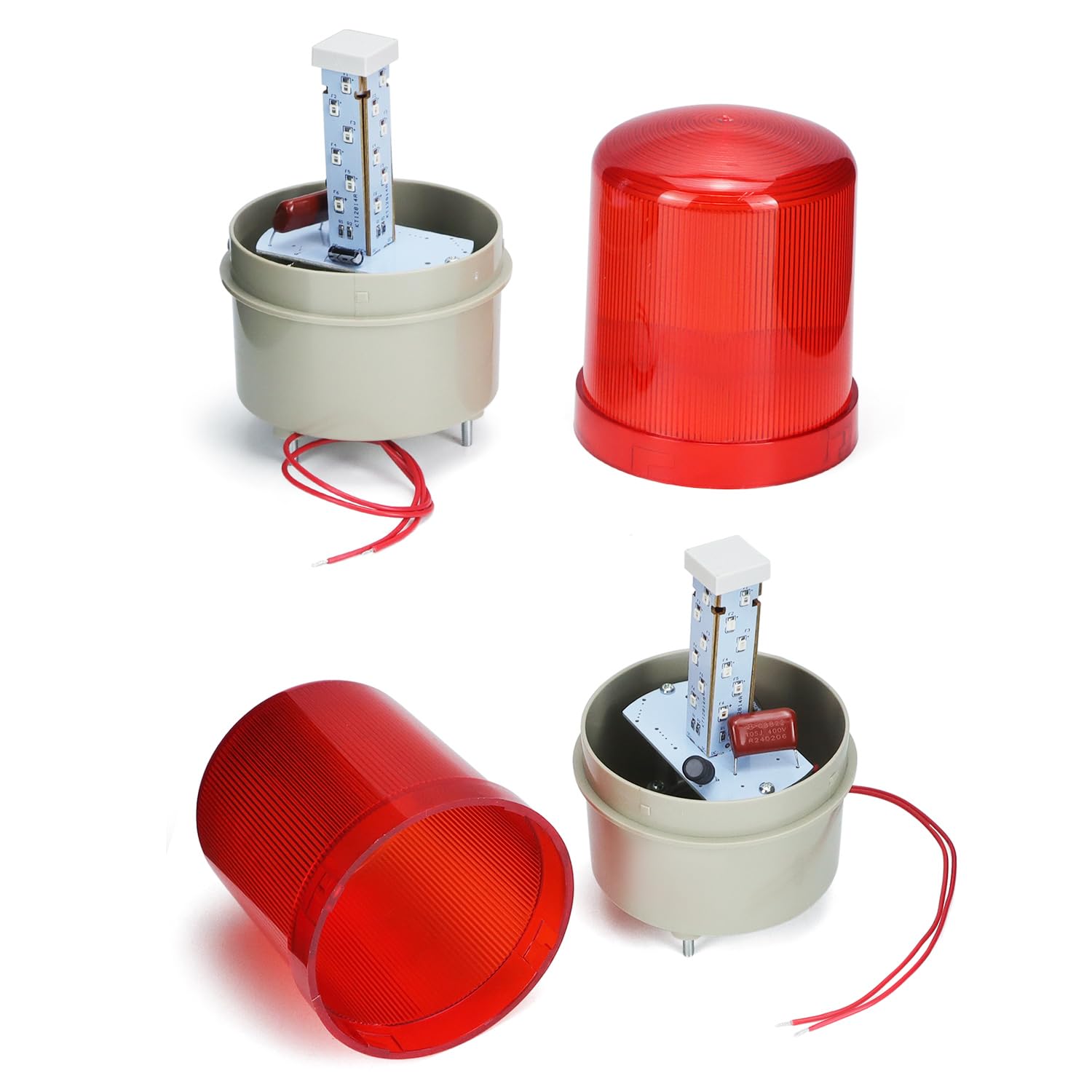 QWORK® Spia LED rotante, luce rossa lampeggiante, allarme ottico acustico