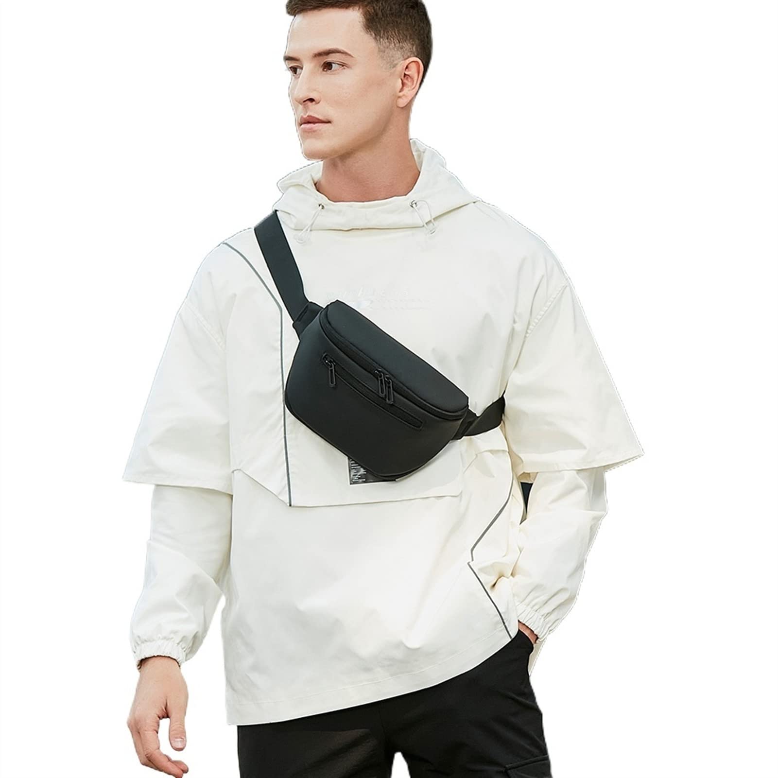 Męska torba crossbody nerka torebka torba na talię bieganie jazda na rowerze plecak podróż telefon ramię pas biodrowy torebka dla mężczyzn, Czarny, Jeden rozmiar
