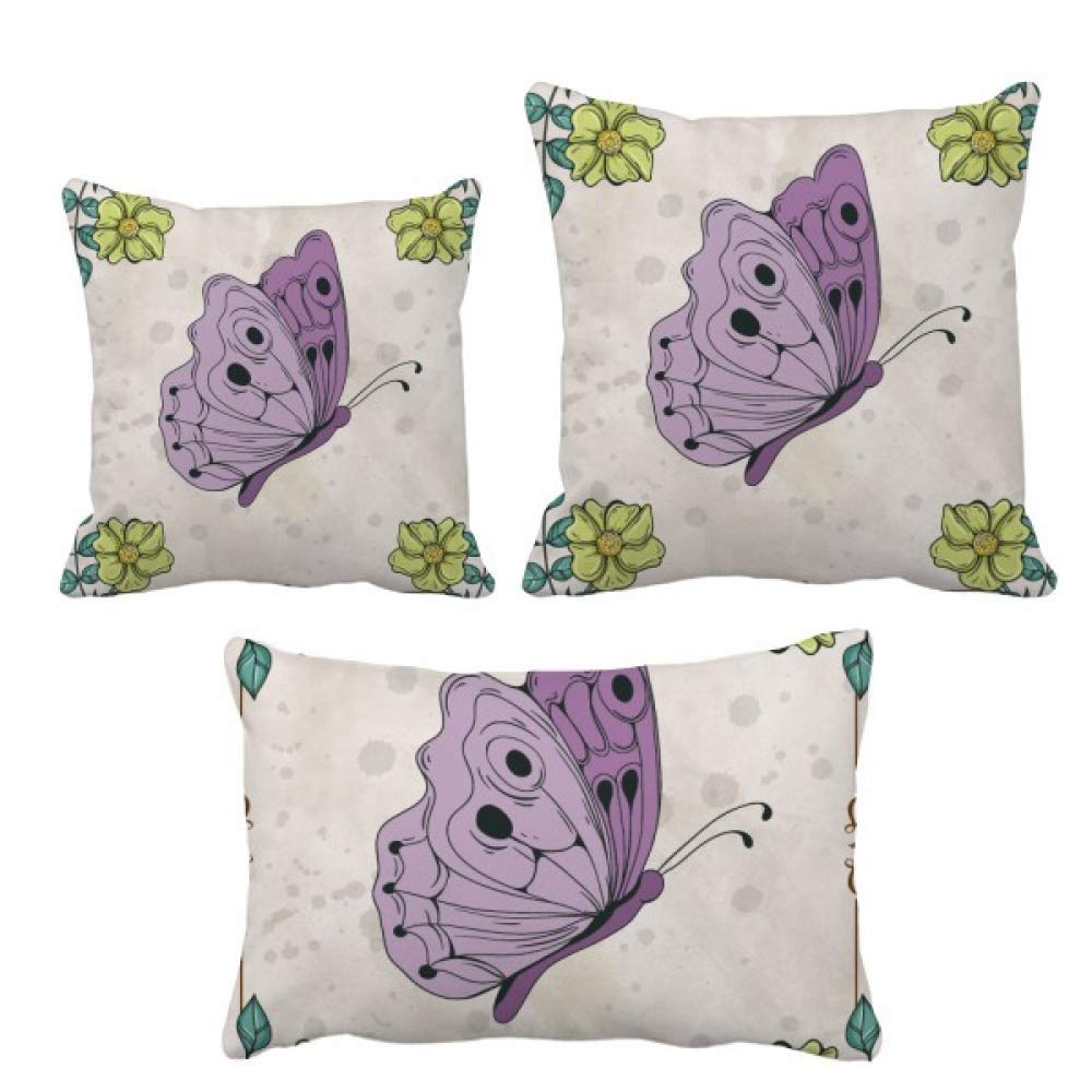Housse de coussin papillon violet avec citation inspirante pour la déco