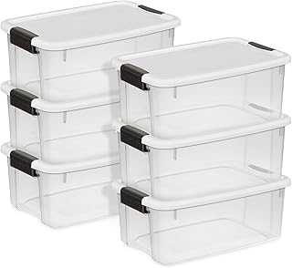 Sterilite 6-Pack Ultra Latching Box, Storage Bins with Lids, Clear Plast...