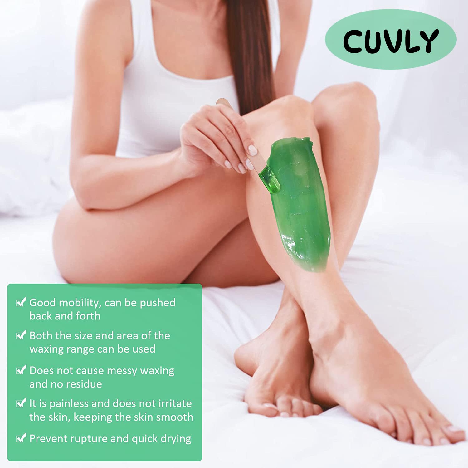 CUVLY Waxing Hair Removal Wax, Waxing Kit, Hair Removal Body Wax - (White Chocolate Wax 600 Gm + 30 Waxing Strips + Knife) 4