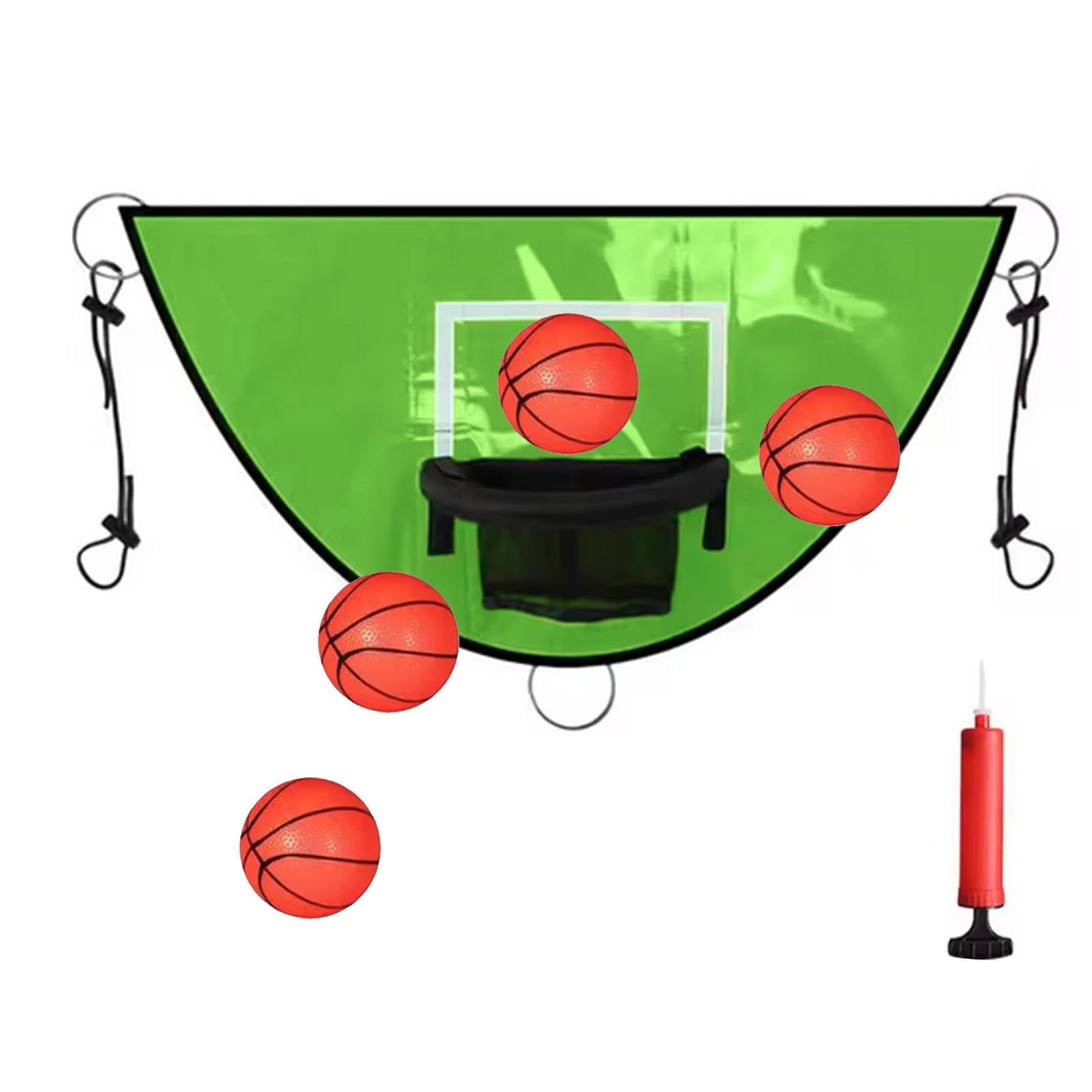 Trampoline Basketball Hoop Set for Boys Basketball Game with Pump & 4 Balls Green|Sporting Goods|Team Sports|Basketball|Backboard Systems-picture-12