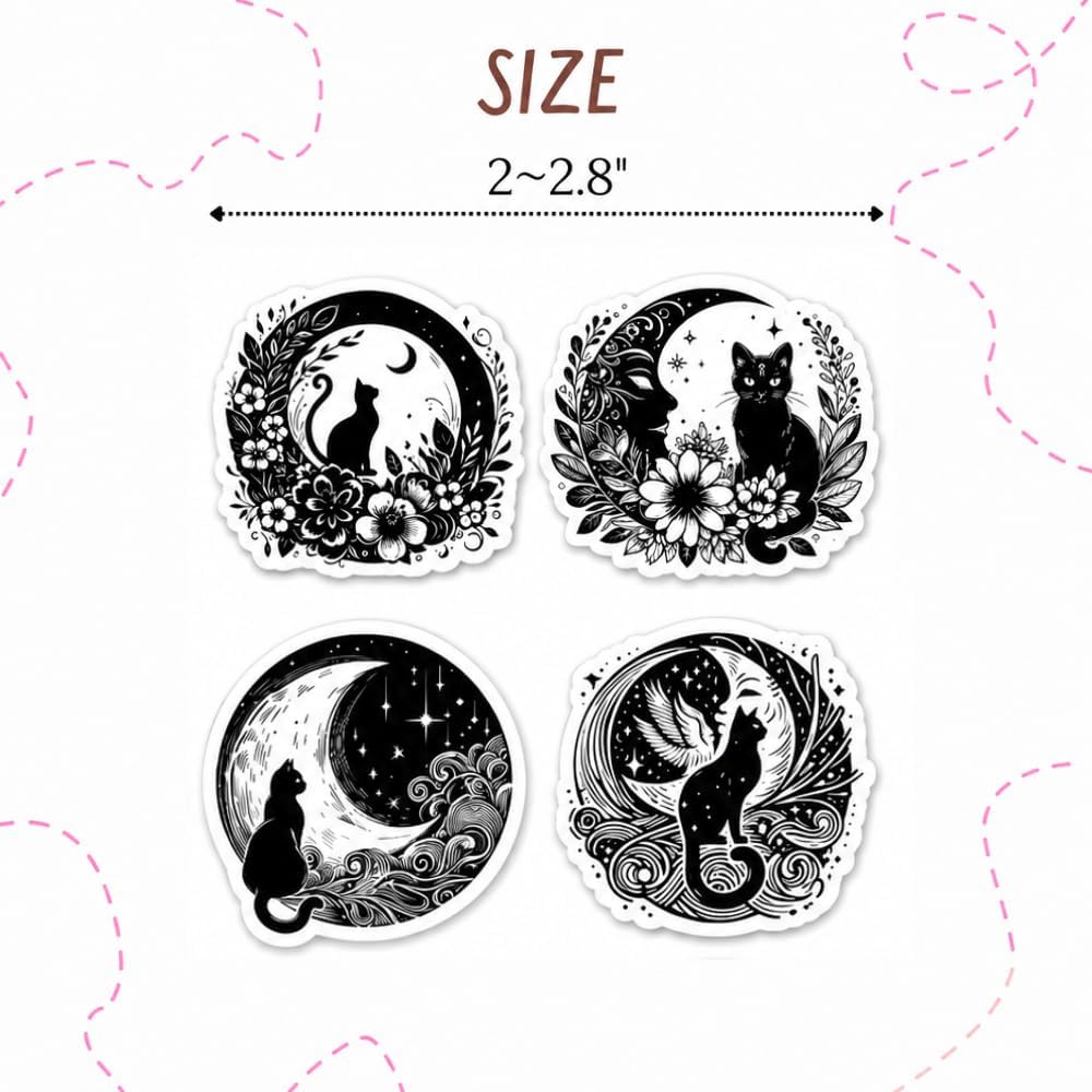 16PC Black Cat Magnets Bulk Set Cute Kitty Magical Cats Themed Refrigerator Magnet Halloween Decoration Gothic Witchy Fridge Kitchen Office Locker Whiteboard Decor Accessories Gifts for Women Adults image 4