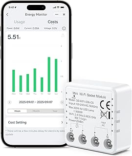 Maxcio Smart Steckdose Modul mit Strommessung 16A 3680W, Stromzähler Steckdose mit Zeitschaltuhr, Stromzähler für Balkonkraftwerk, Sprachsteuerung und Fernsteuerung, Kompatibel mit Tuya Smart Life App