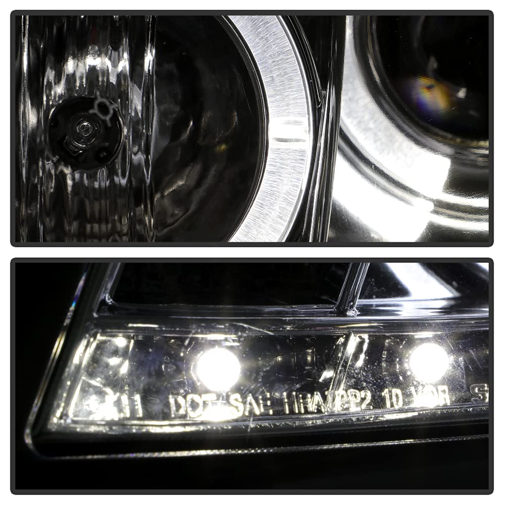 AKKON - For 2008-2012 Honda Accord 4-Door DRL Strip Projector Headlights | Projector Design LED DRL Halo Ring Chrome Housing Clear Lens Driver And Passenger Side product thumbnail 8