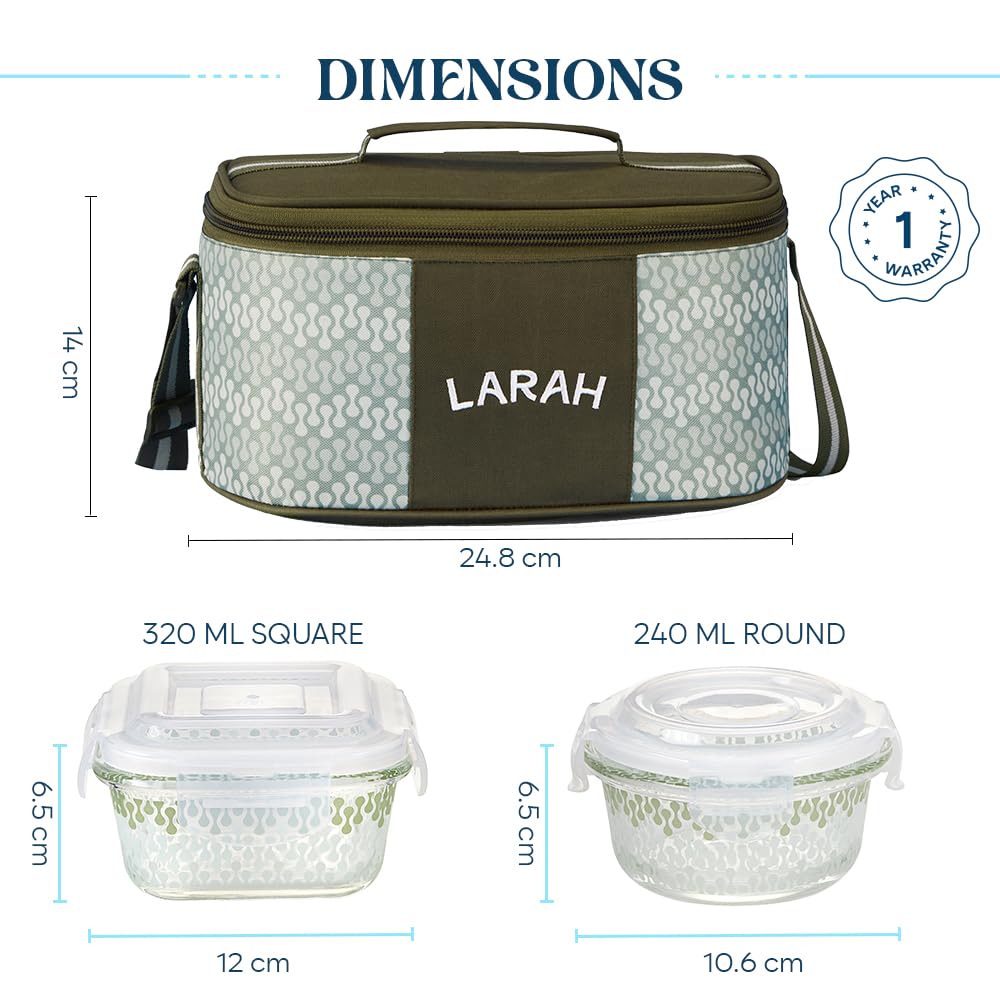 Larah Glass Lunchbox - Leakproof, Microwave Safe -6 Larah Glass Lunchbox - Leakproof, Microwave Safe -6