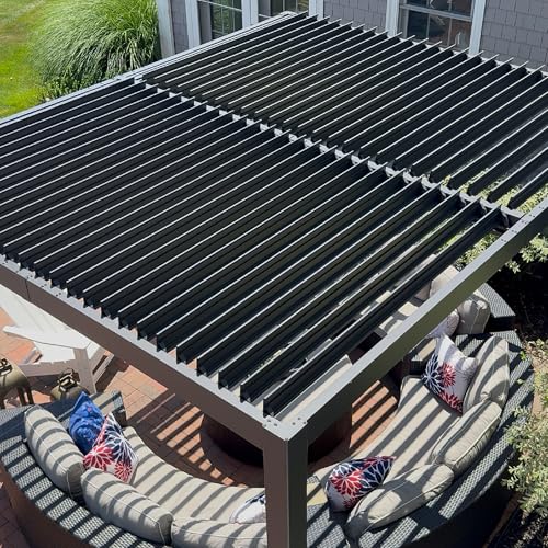 Image of PURPLE LEAF Louvered Pergola 10' x 12' Aluminum Outdoor Pergola with Adjustable Louvers Roof and Integrated Drainage System 70 Mph High Wind Resistant Small Pergolas for Patio Deck Porch Yard