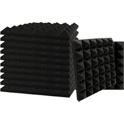 Placas Acústicas Para Paredes SK Studio Paquete de 12 Insonorizacion Pirámide Espuma Absorcion Aislamiento Acustica Paneles Tratamiento 30x30x2.5cm, Negro