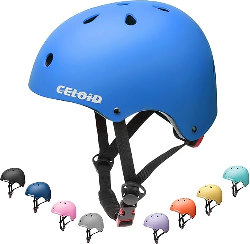 Miniatura 127 de Casco de bicicleta para niños, cascos de patineta para niños de 2 a 3 a 5 a 8 a 14 años, ajustable, multideporte, bicicleta, patinaje, fútbol, Negro