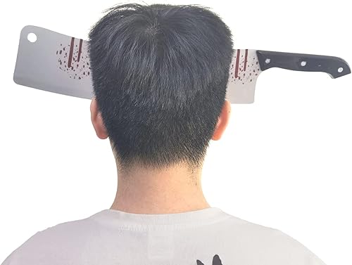 Miniatura 3 de Cooplay Disfraces de terror para Halloween, accesorios para el cabello y bandas para el cabello a través de la cabeza, hacha decapitada, juguetes de