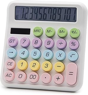 OFFIDIX Calculator 12 Digit Large LCD Display,Basic Desktop Big Button Dual Power Solar Calculator for Office,School,Home,White