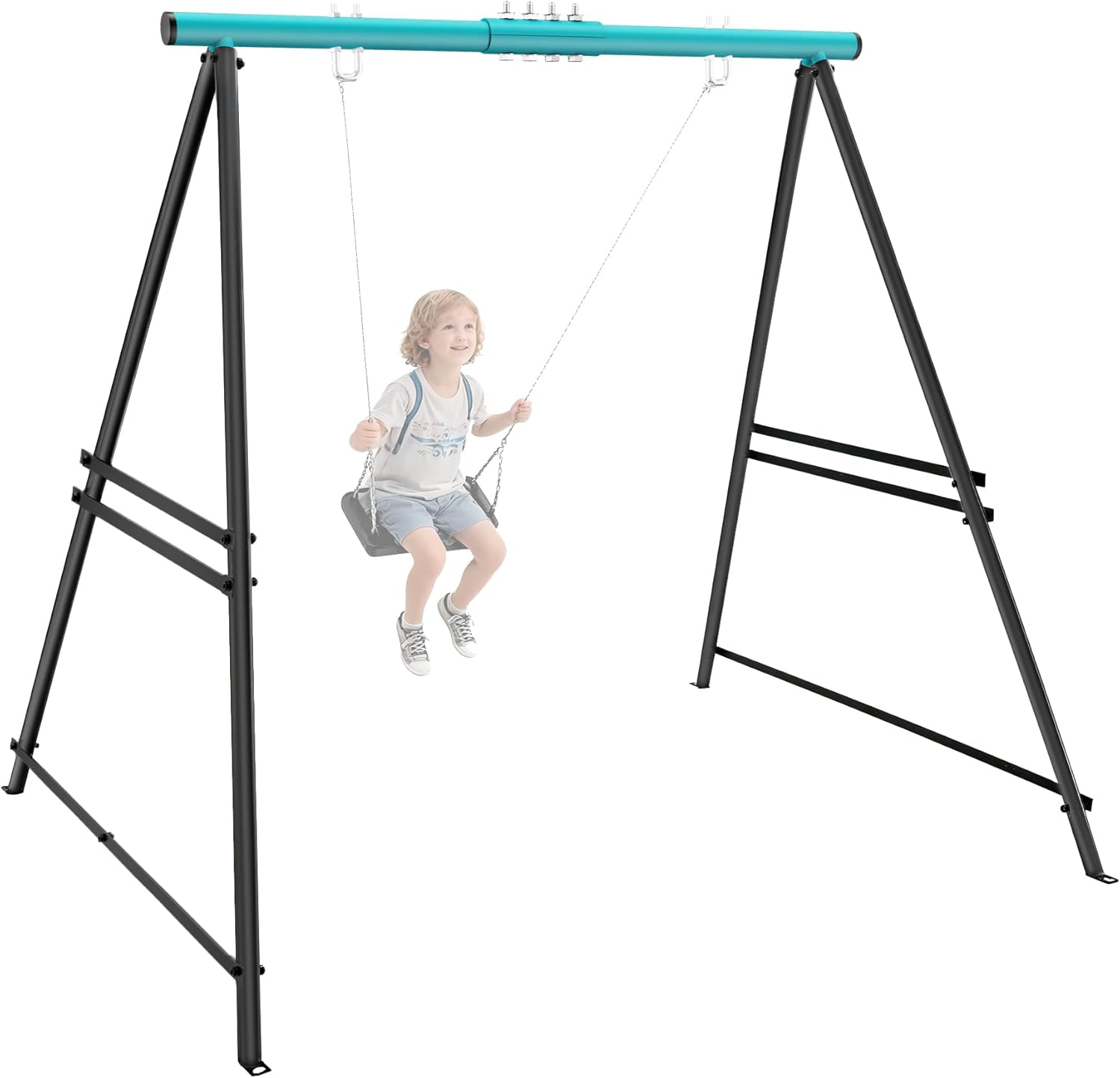 Porch Swing Stand Frame for Both Kids and Adults,440Lbs Heavy-Duty Metal A-Frame for Swing Sets for Backyard (Frame Only) (Blue)