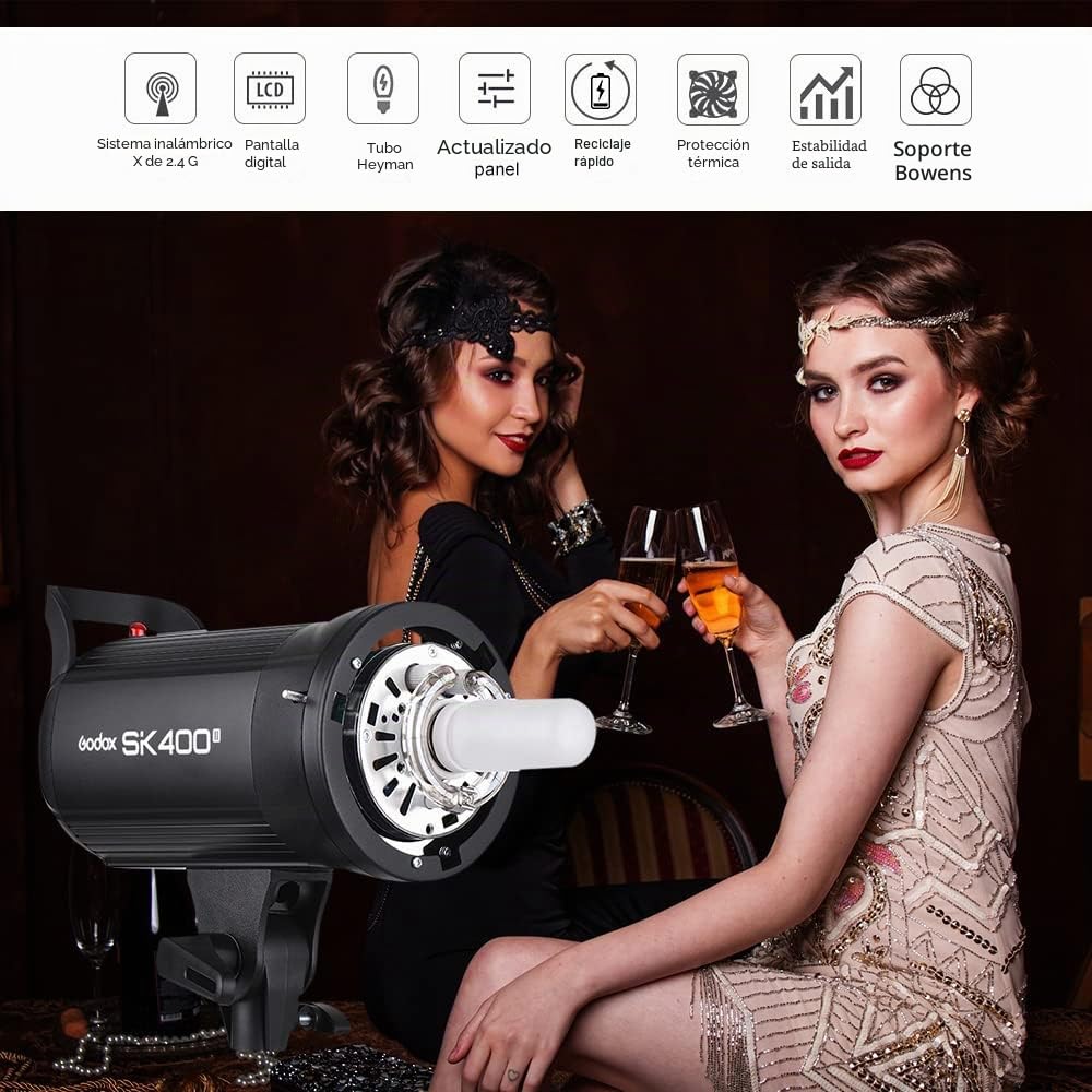 GodoxSK400II Profesional 400 Wsflash estroboscópico de Estudio 2.4 G Wireless X SystemGN65 5600 K con 150 W Modelado lámpara de