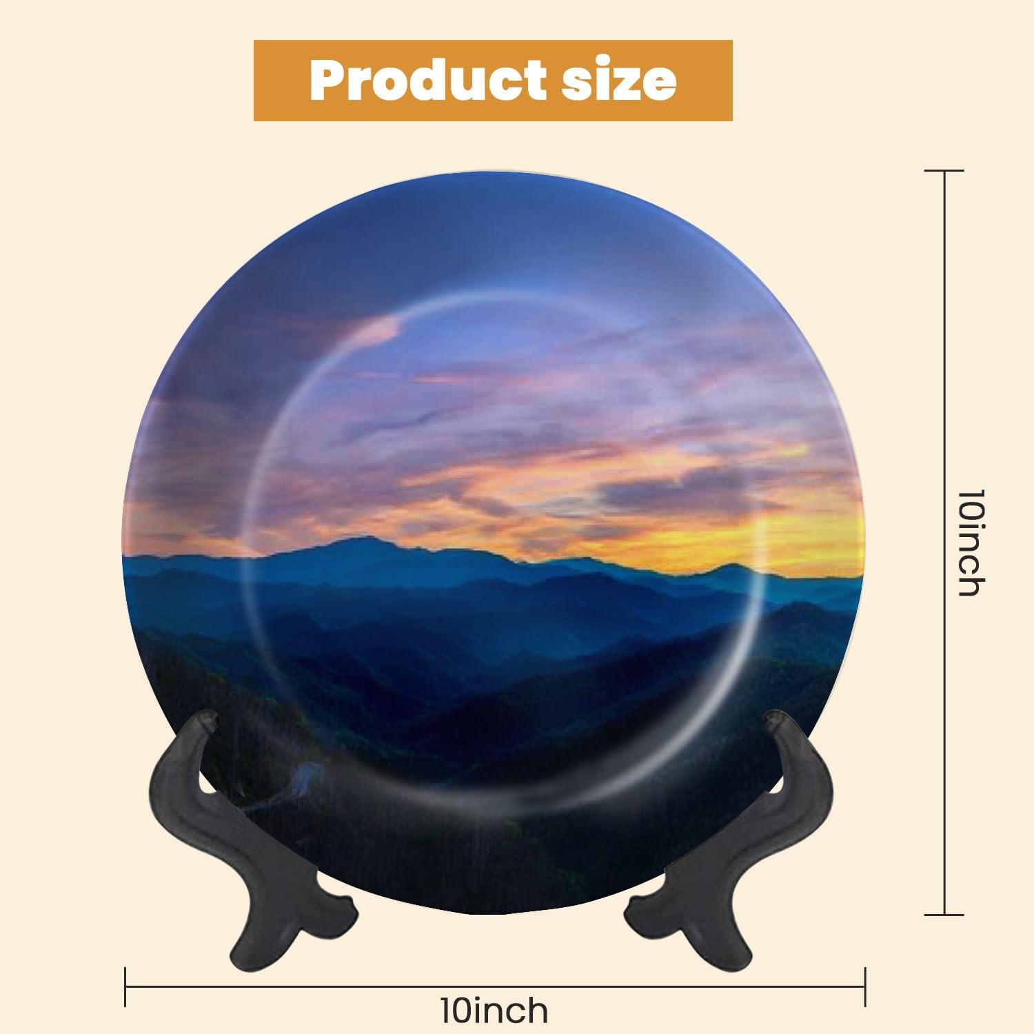 Decorative Plates for Display Sunset from Foothills Parkway Gift Plates Ceramic Collections Plates Hanging Artwork for Living Dining Room Kitchen Souvenir