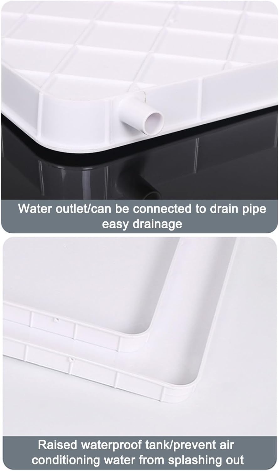Air Conditioner Drip Tray, Plastic Drip Tray, Universal Air Conditioner Drip Pan with Drain Hole & Hose, Perfect for Indoor/Outdoor Split Air Conditioner Heat Pump Systems