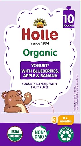 Miniatura 3 de Holle Bolsas de yogur para bebés  Yogur orgánico con puré de manzana, plátano y bayas  Bolsas de yogur bebibles para niños y bebés de 8 meses en