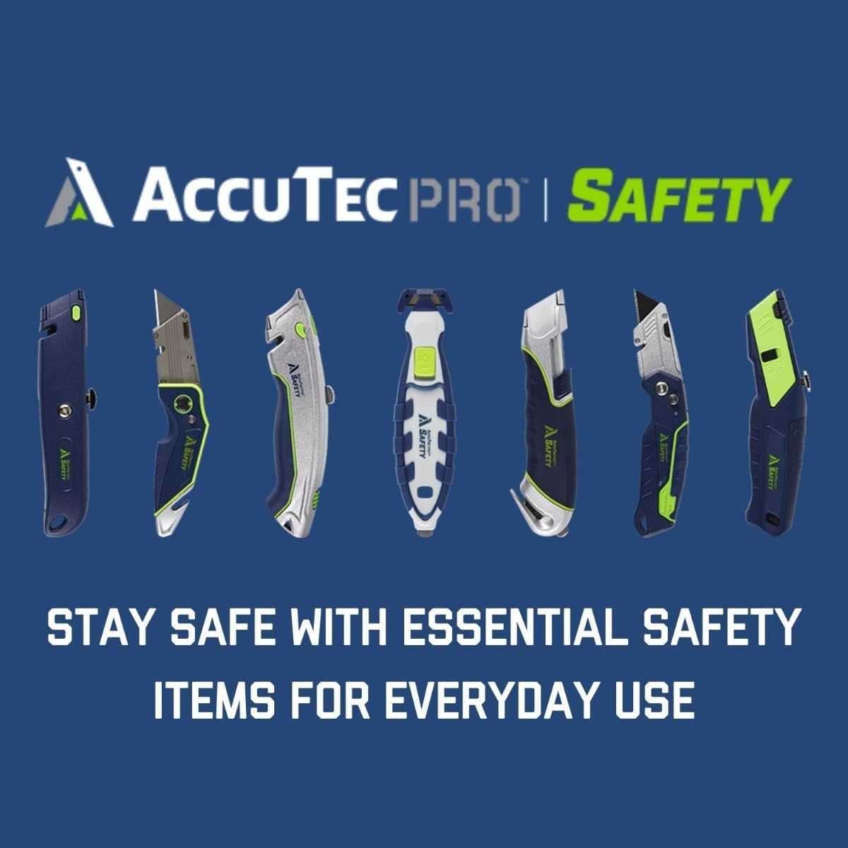 AccuTec Pro Safety A1 Dual Function Retractable Knife with Cord Cutter - Made of High Carbon for Extra Durability and Long Life, Silver Blade - ASAR-A1ZI