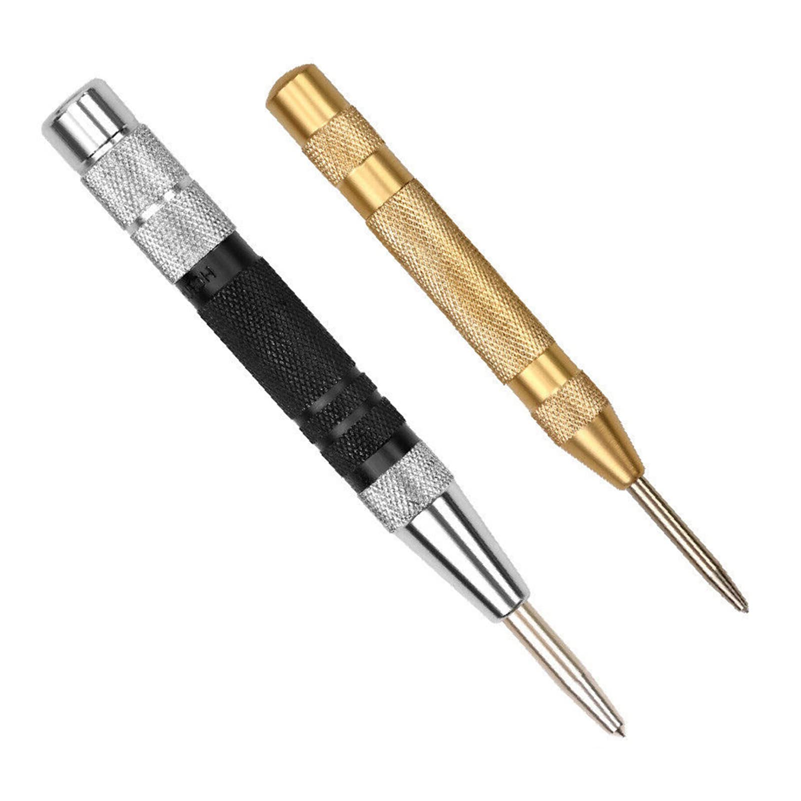 Ketsicart® 2Pcs Strong Auatic Centre Punch Adjustable Spring Loaded Metal Tools