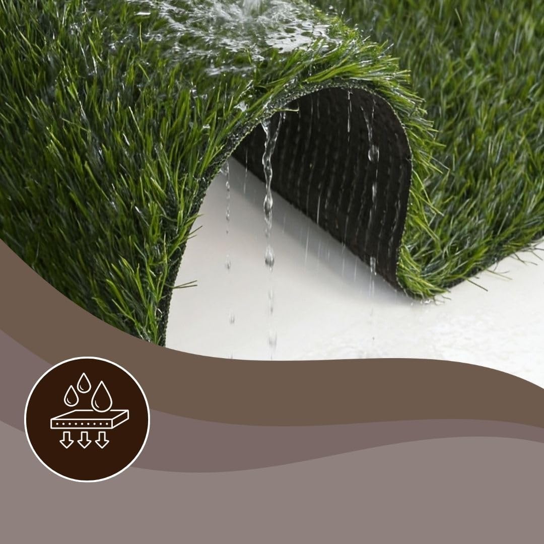 Mazovia Erba Sintetica Balcone 200x500cm Verde Resistente Alle Intemperie | Erba Sintetica per Terrazza Facile da Pulire Resistente All'acqua Resistente Ai Raggi UV Robusto Realistico Venduto al Metro