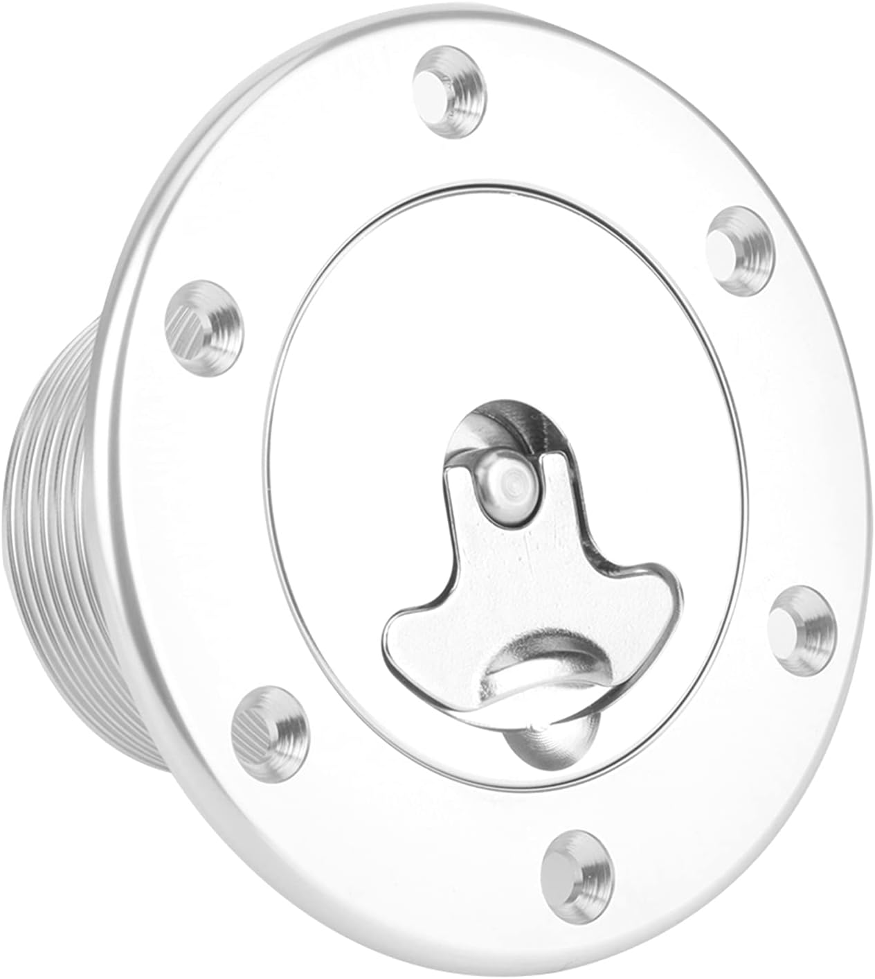 Fuel Fill Filler Neck and Cap, ID 43.5mm Billet Aluminum Fuel Surge Tank Cap Fuel Cell Gas Cap Fill Fuel Cell Gas Cap with 6 Bolt Opening for Racing Cars Off-Road Vehicles Motorcycles