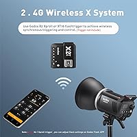 Vista 4 de Godox Kit de flash de estudio MS300V (2 x 300 W) con 2 cajas de luz, 2 soportes de luz, 2 reflectores, lámparas de modelado LED, sistema inalámbrico