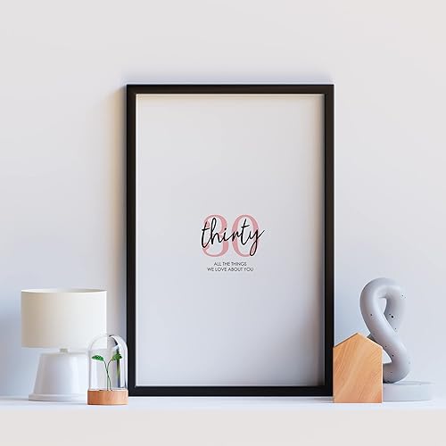 Miniatura 6 de Karto Tablero de firma de cumpleaños número 30 para fiesta, suministros para fiestas, libro de visitas, tablero de firma o tarjeta alternativa,