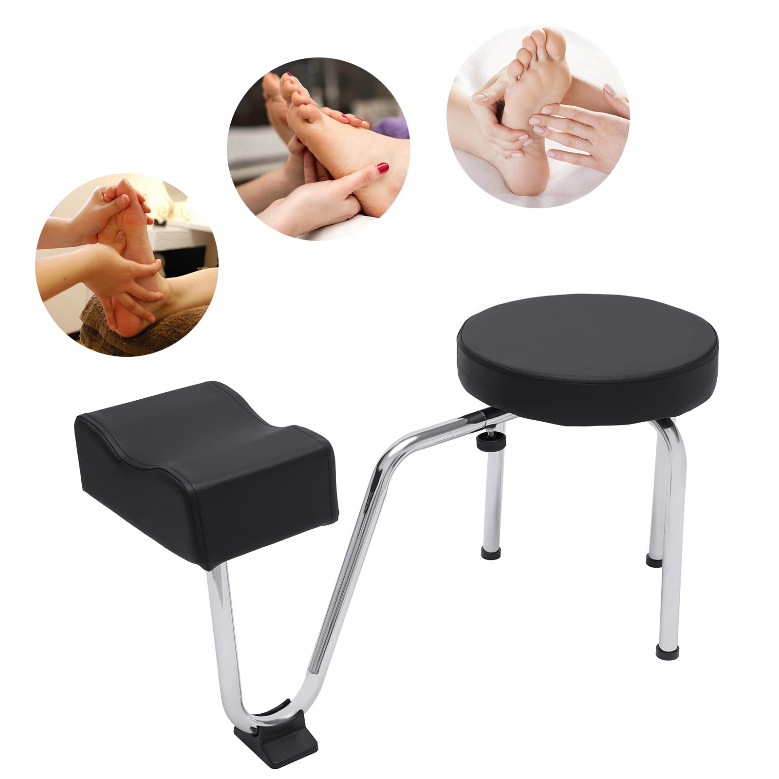 YIYIBYUS Pedicure Foot Rest Stool Chair, Height and Length Adjustable Leg Rest PVC Pad Pedicure Foot Rest Stand for Nail Tech Spa Beauty Salon Manicurists Pedicurists
