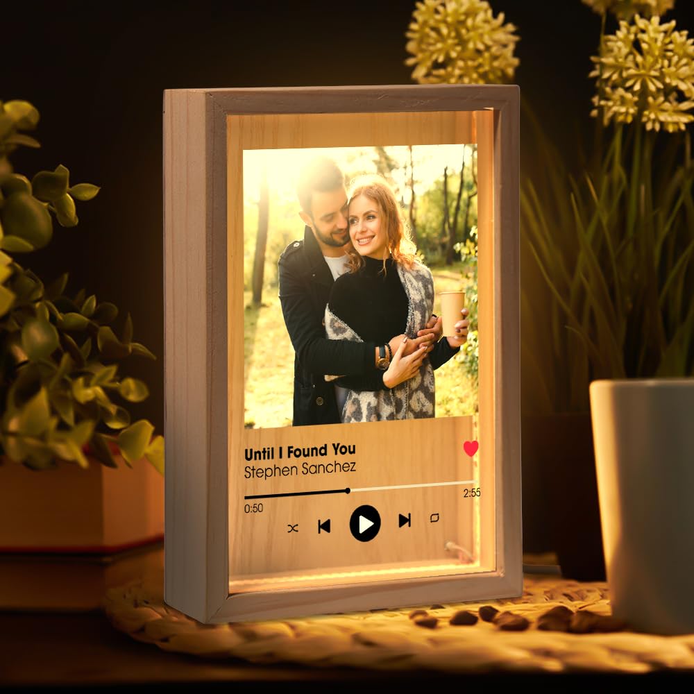 Macorner Personalized Photo Frame Light Box - Favorite Song Title - Valentine's Day Gifts For Her, Him