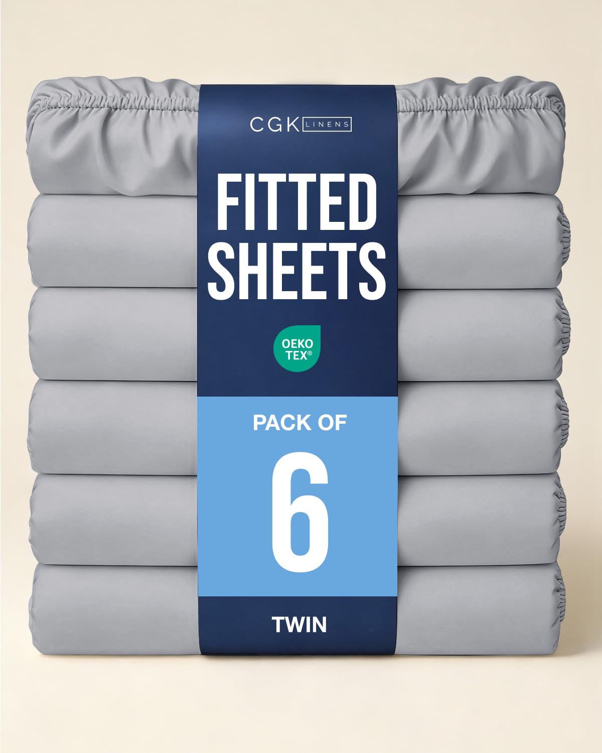 Twin Fitted Sheet - Pack of 6 Single Fitted Bottom Sheet Only - Steel Blue