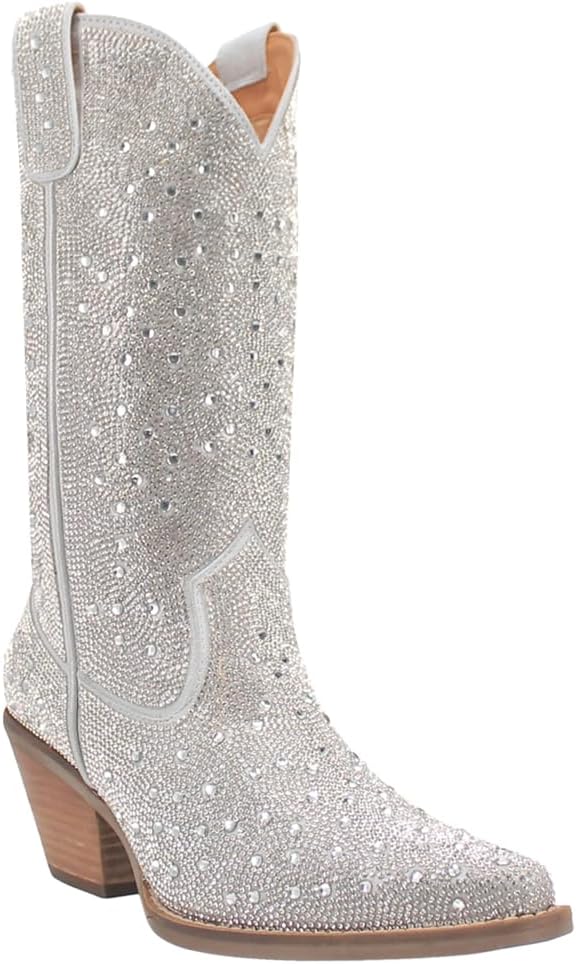 Dingo Womens Silver Dollar Rhinestone Round Toe Pull On Casual Boots Mid... - Picture 7 of 20