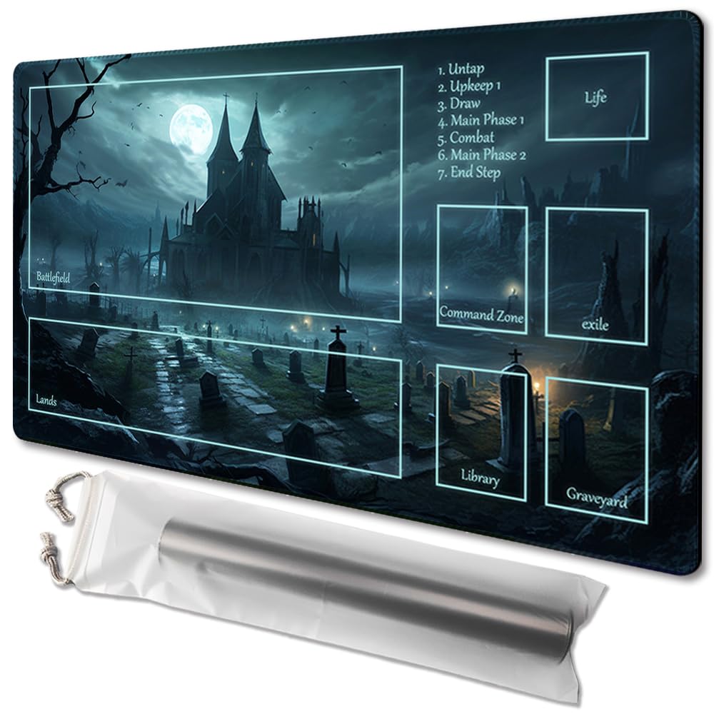 MTG Playmat 24x14 Inches - Non-Slip Gaming Mat With Storage Bag, Card Game & Mousepad Desk Mat