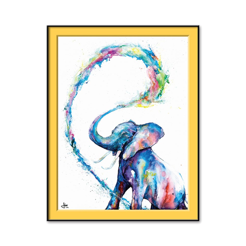 dSNAPoutof Watercolor Style Elephant Canvas Painting Frameless Home Wall Decor Art Poster - 45cm x 60cm