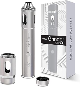 Easy Grinder Clear Glass Silver Electric Herb Coffee Grinder Pollen Catcher Stainless Steel Blades