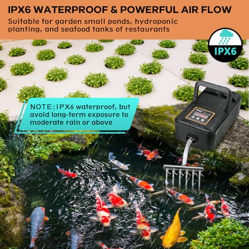 Image of hygger IPX6 Rechargeable Aquarium Pond Air Pump, Powerful Quiet Tank Air Pump with Hose Air Stone Check Valve Adjustable Flow Diverter Valve for Fishing Yacht /Power Outages /Hydroponic