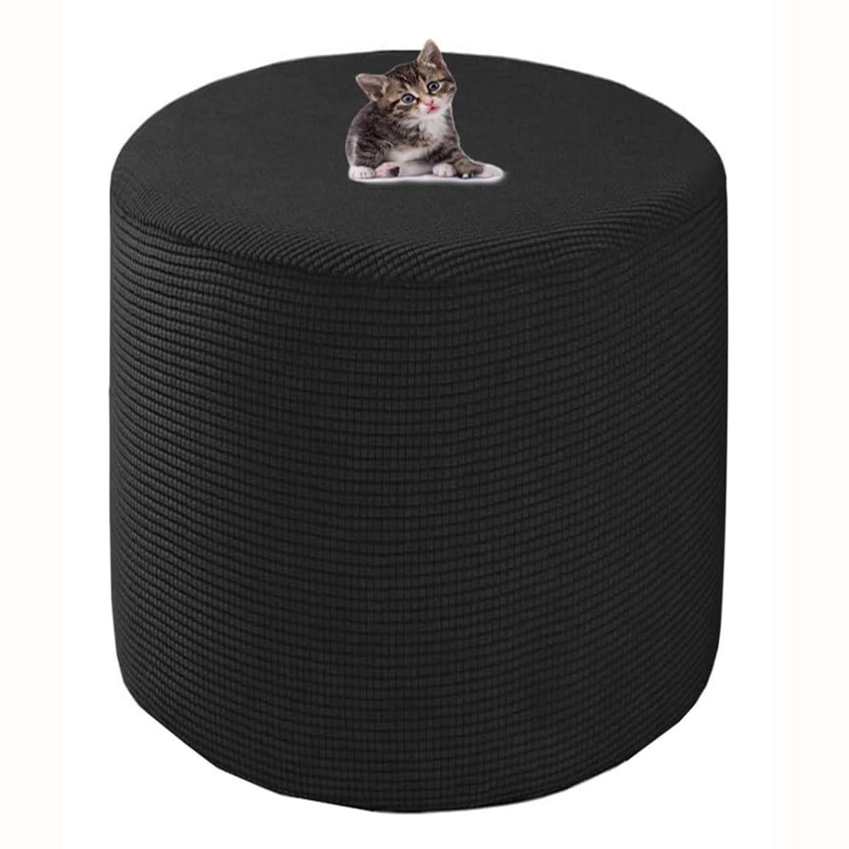 HHONGWYT Ottoman Cover Small Round Diameter 31/37/38/40/45/48/50/ 63CM Pouffe Cover Round Foot Stool Storage Ottoman Cover Protector Footstool Ottoman Slipcover Cover,A11,50x40cm(19.6x15.7)