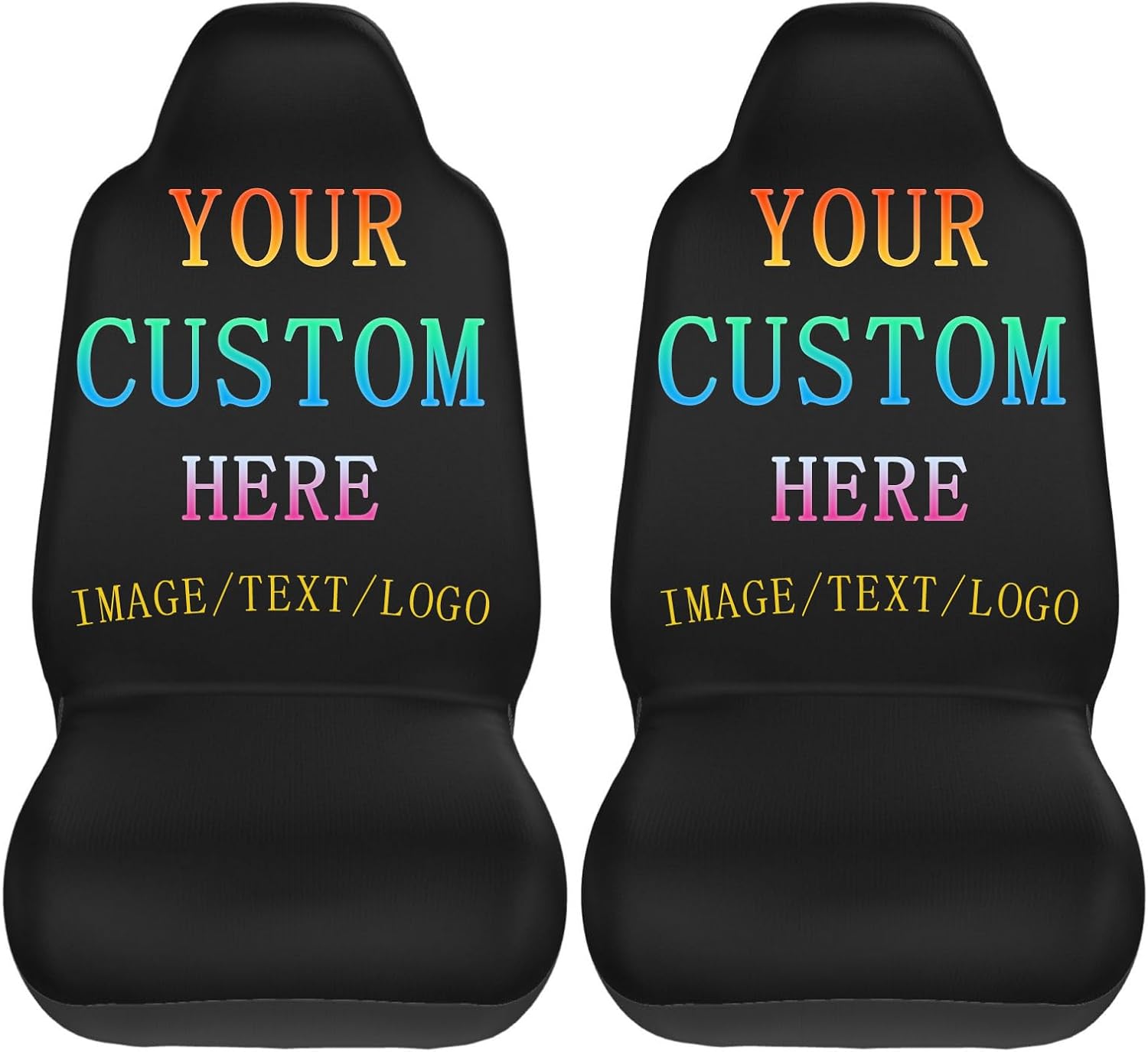 Custom Car Seat Covers for Front Seats Add Your Image Text Photo Personalized Seat Protector Case Customize Elastic Universal Auto Interior Cover Fit Most Car Truck SUV, 2pcs