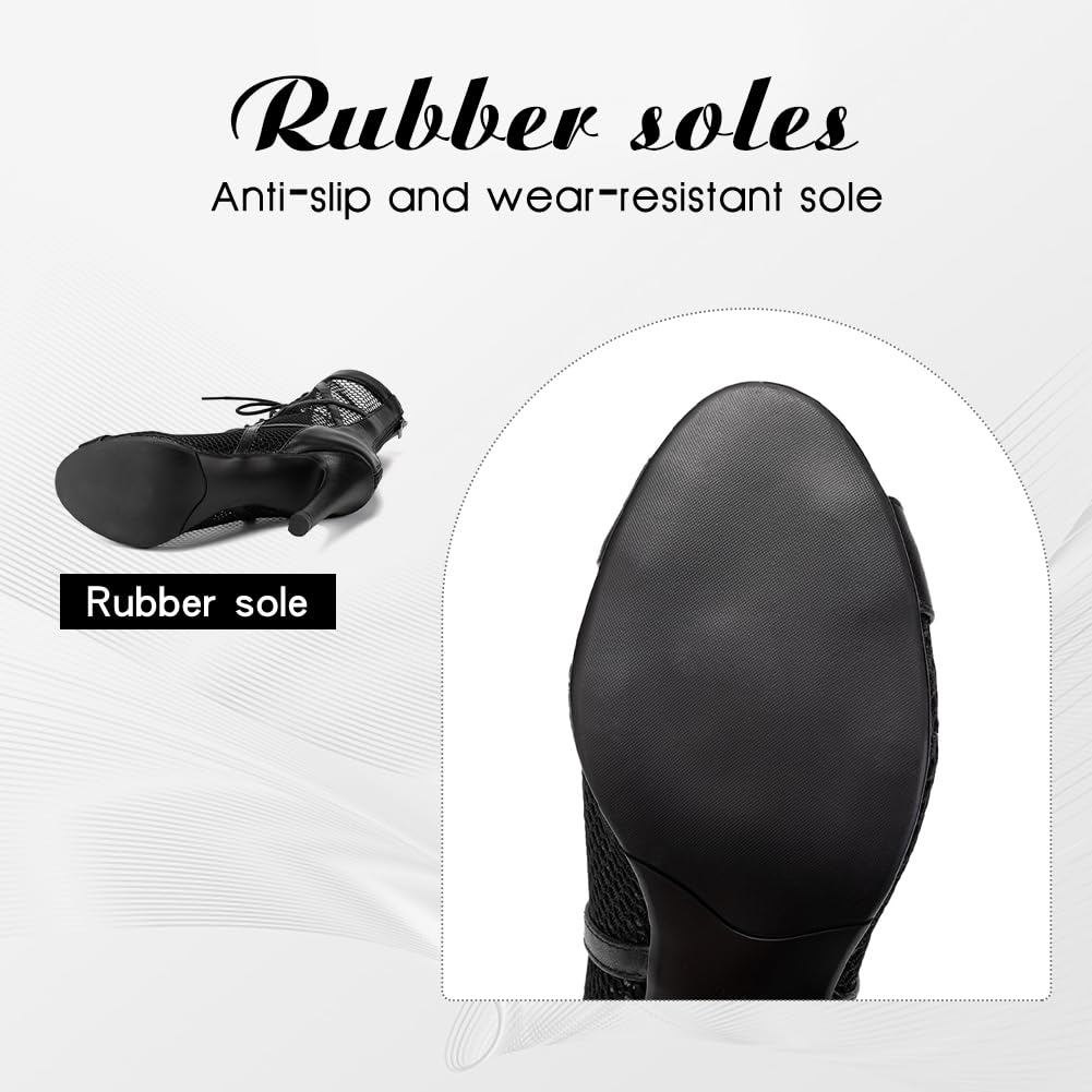 DKZSYIM Stivali da ballo aperti da donna, per salsa latina, scarpe da ballo con lacci, modello K99X