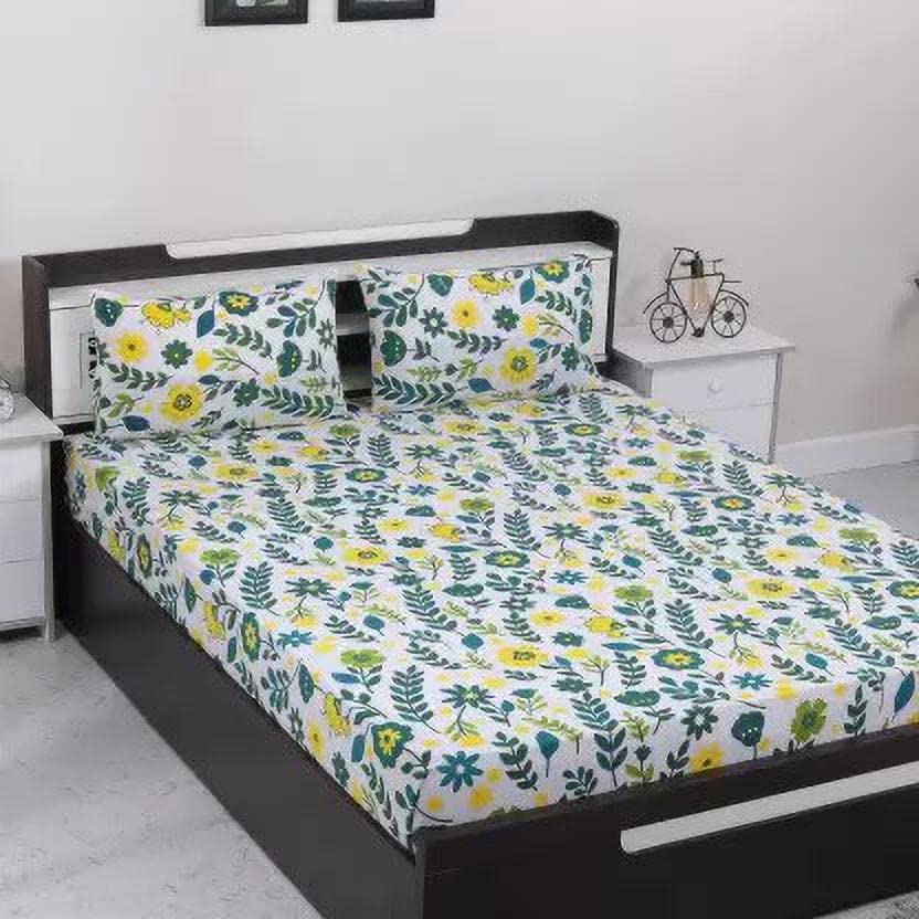 Image of La Verne104 TC 100% Cotton Jaipuri Rjasathani Hand Print Bedsheet with 2 Pillow Covers