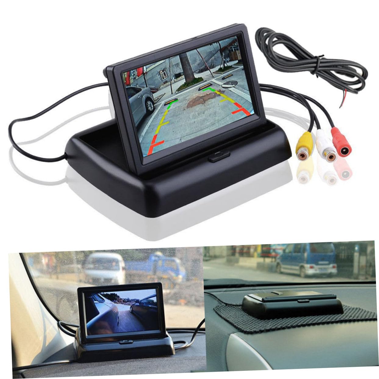 Moniteur de Voiture 4, 3 Pouces 480x272 ABS Noir DC 12-24 V | Moniteur de Voiture, Rapport 350: 1, Vue Arrière en Temps Réel, Installation Facile, pour Rv et Usage DIY