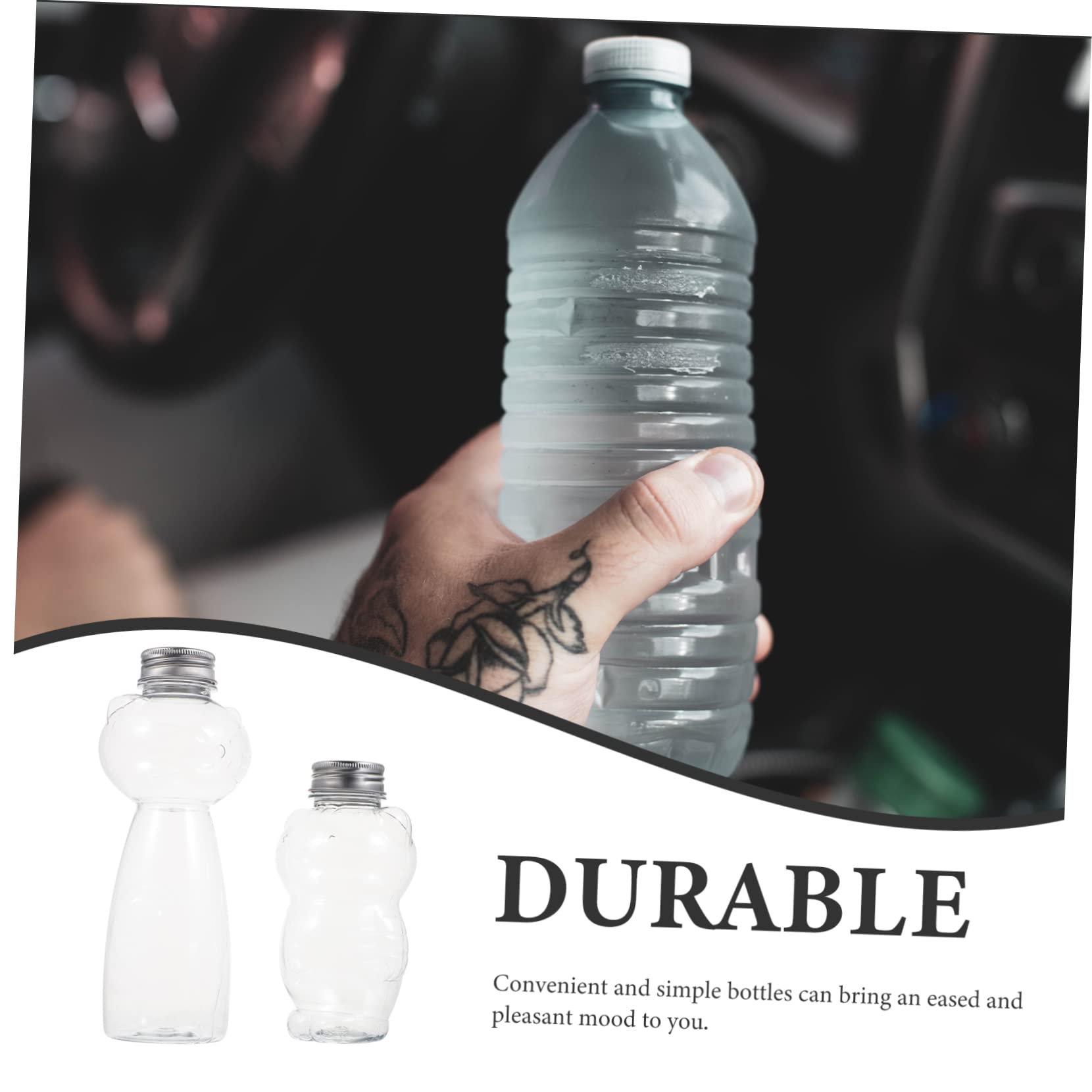 POPETPOP Cold Drinks Bottles Caps 6 Pack Cat Shape Juice Bottles Sturdy Plastic for Outdoor