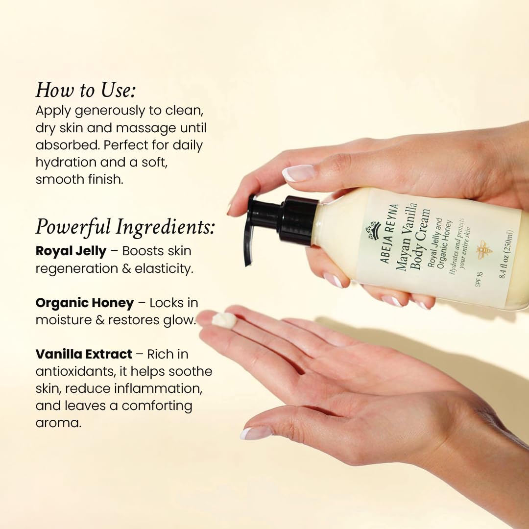 ABEJA REYNA Mayan Vanilla Body Cream with Royal Jelly & Organic Honey 250ml