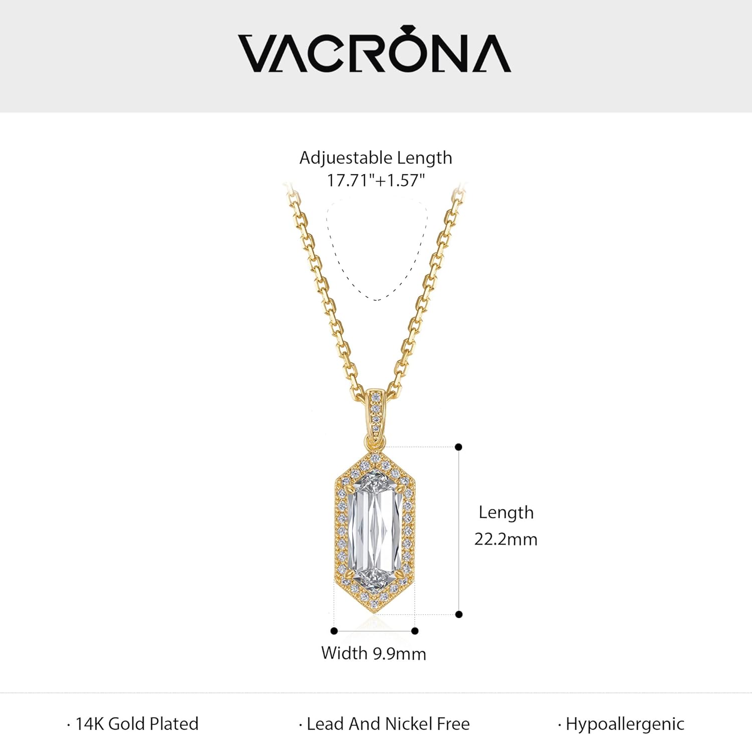 VACRONA Gold Pendant Necklaces for Women 14K Gold Plated Dainty Necklace Elegant Jewelry Gifts - Image 5