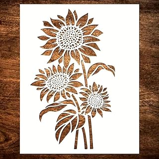 Garden Fence Large Flower Stencils - Reusable Floral Stencil DIY Decoration for Painting on Wood Walls Pattern, Jumbo Sunflower Yard Spray Paint Big Crafts Floor Stencils (A)