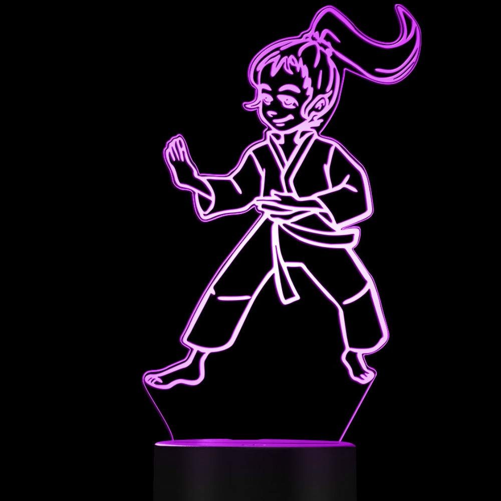 Nastrojowe światło 3D karate, 7 kolorów, przełącznik dotykowy, USB, lampa stołowa na biurko, lampa LED do domu, na imprezę, prezent urodzinowy